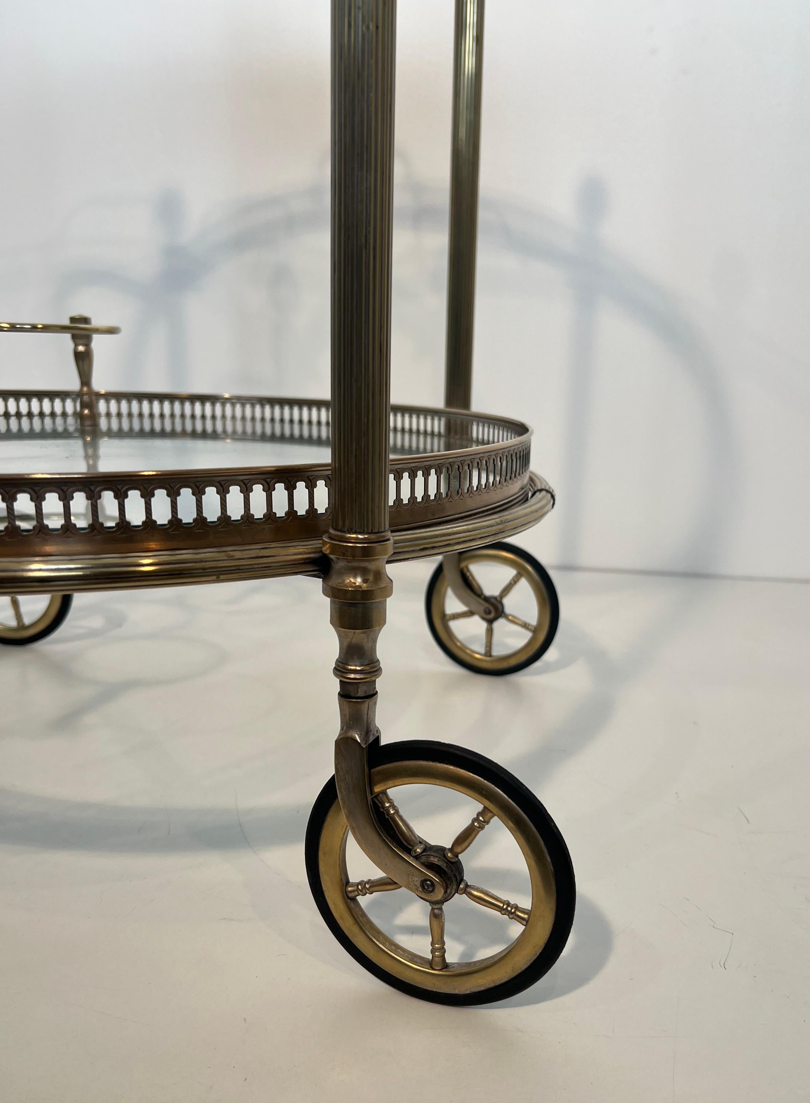 Round Silvered Brass Drinks Trolley by Maison Bagués 5