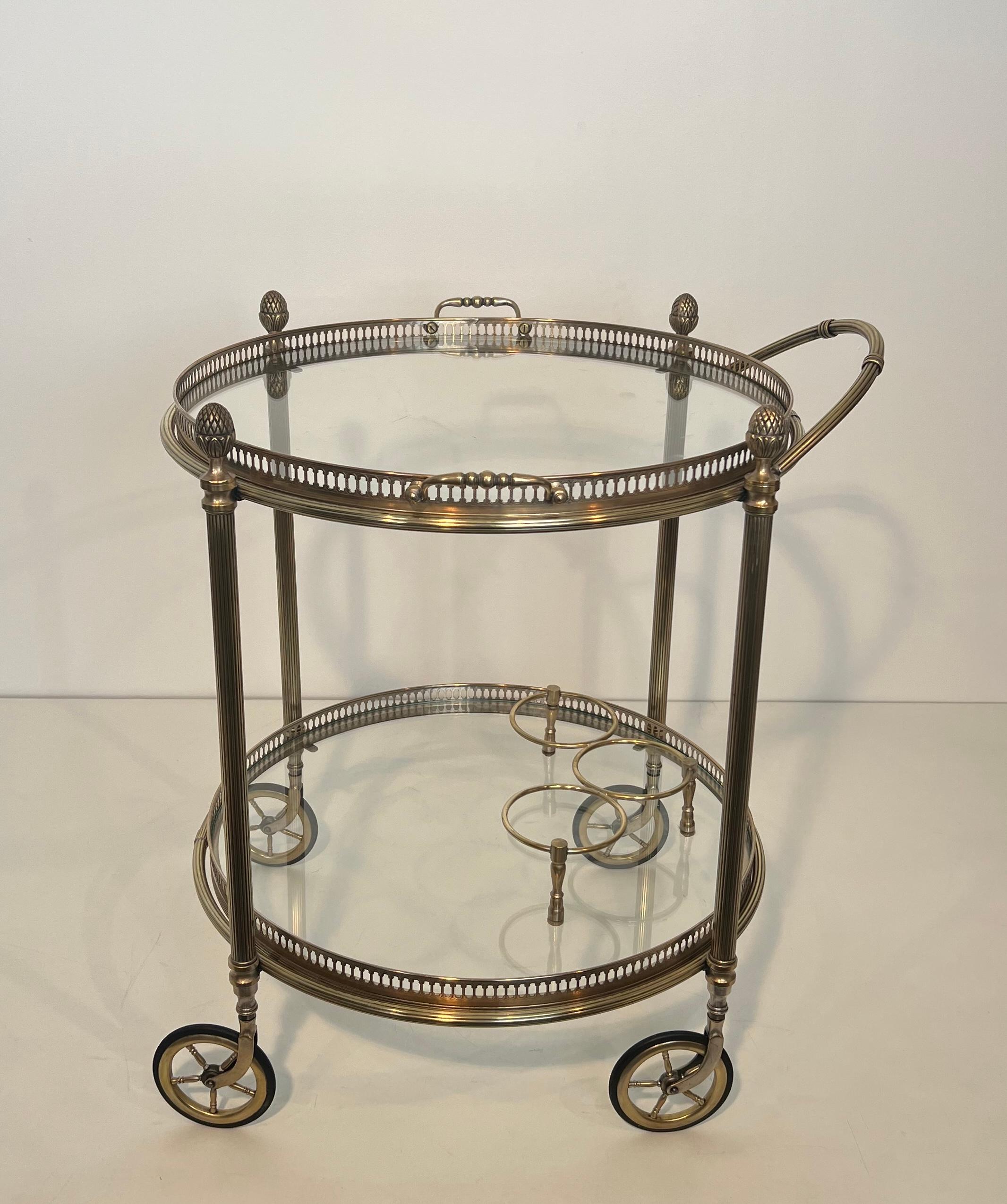 Round Silvered Brass Drinks Trolley by Maison Bagués 6