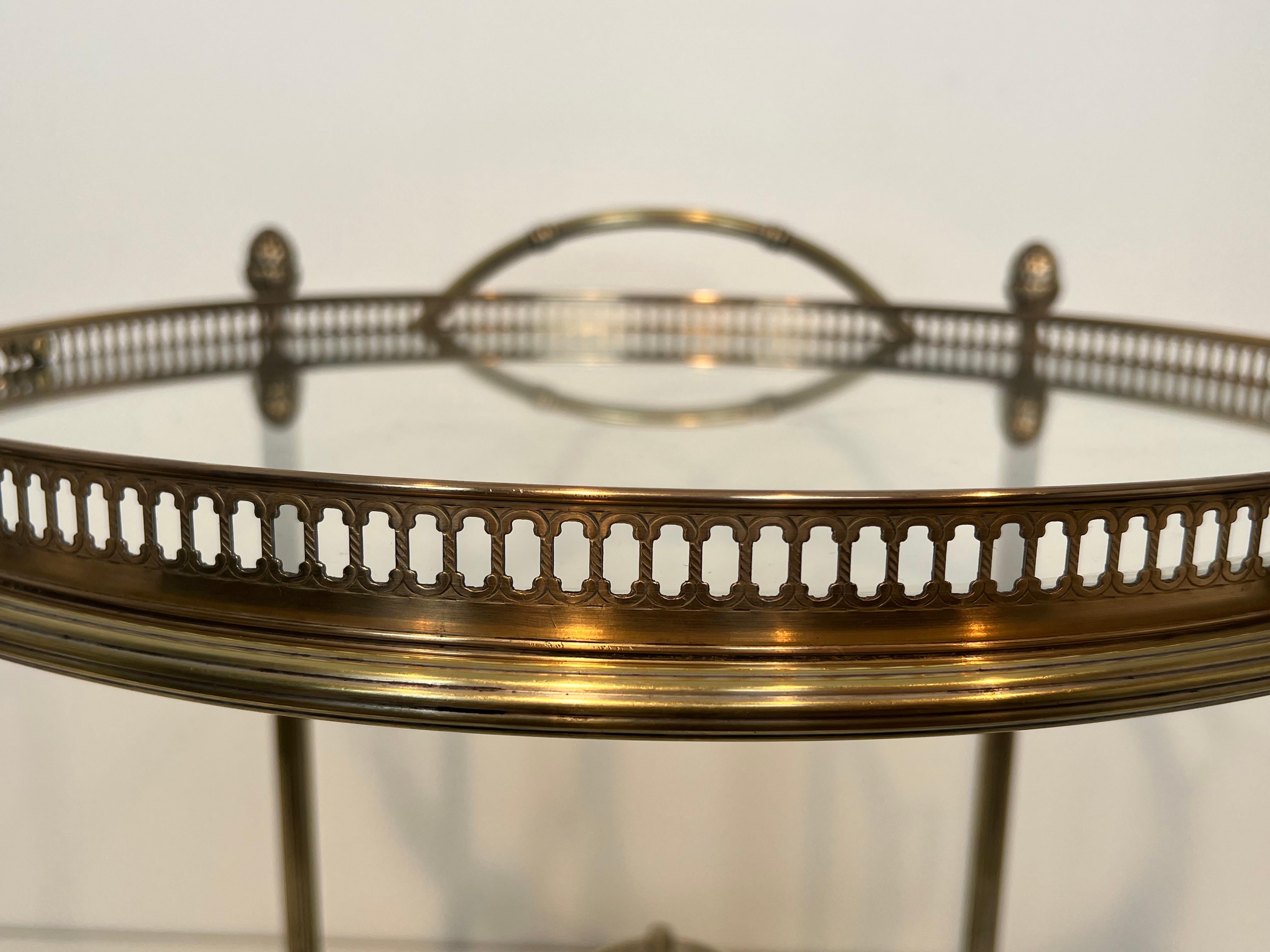 Round Silvered Brass Drinks Trolley by Maison Bagués 8