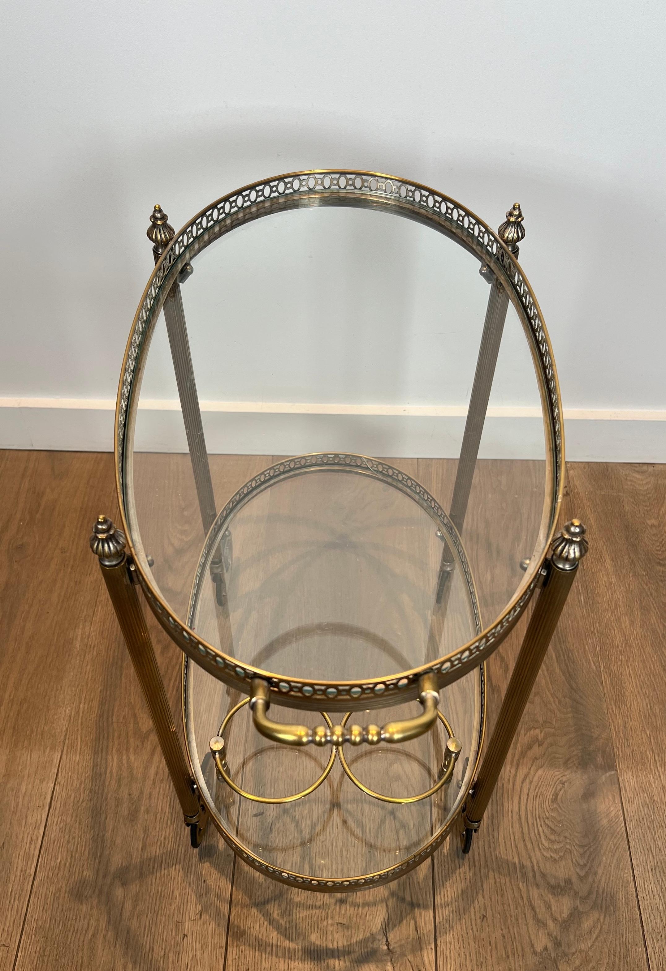 Round Silvered Brass Drinks Trolley by Maison Bagués For Sale 8