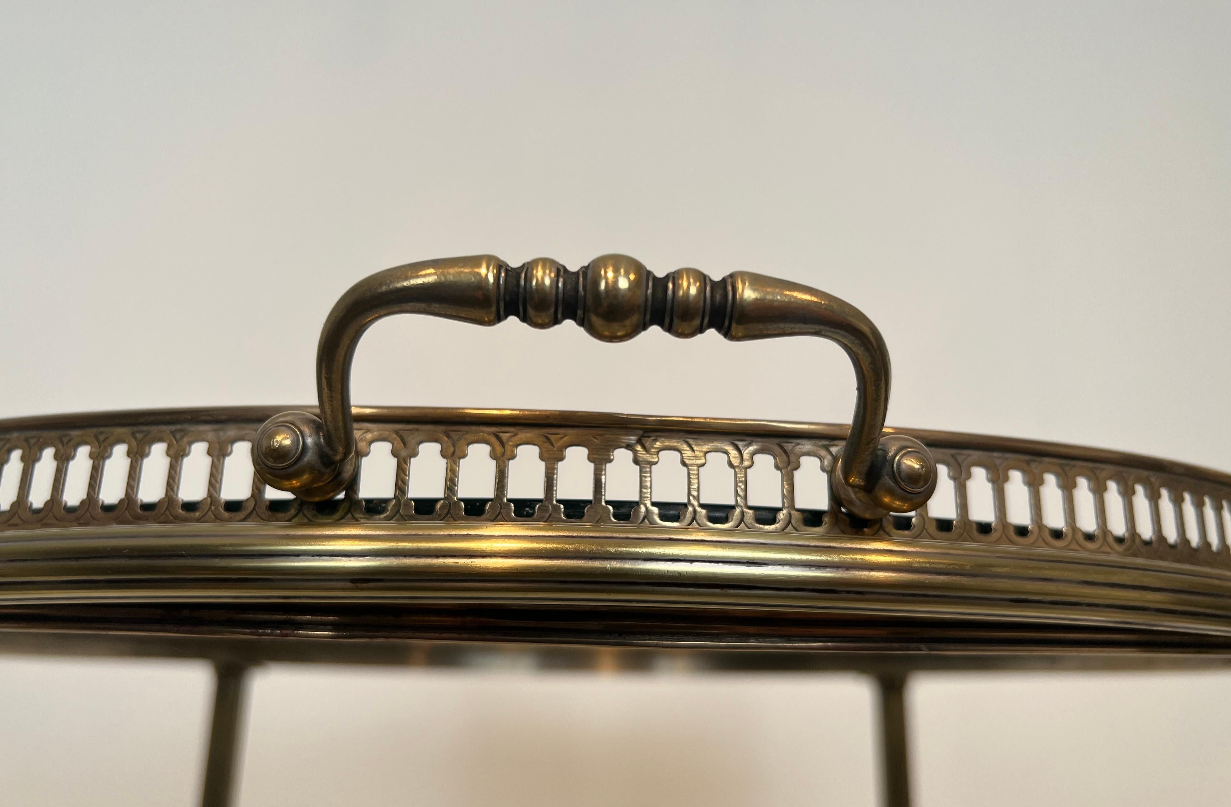 Round Silvered Brass Drinks Trolley by Maison Bagués 9