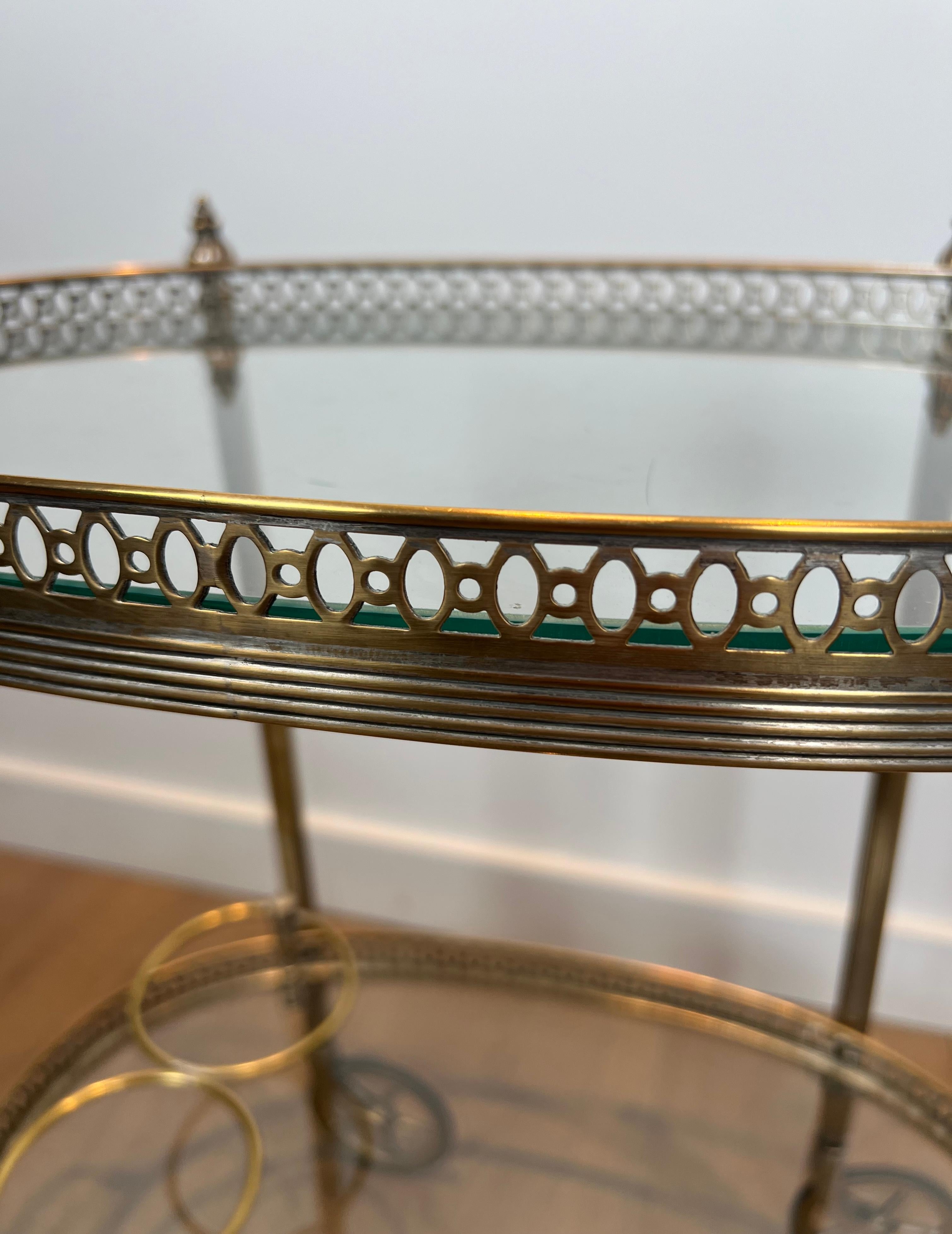 Round Silvered Brass Drinks Trolley by Maison Bagués For Sale 9