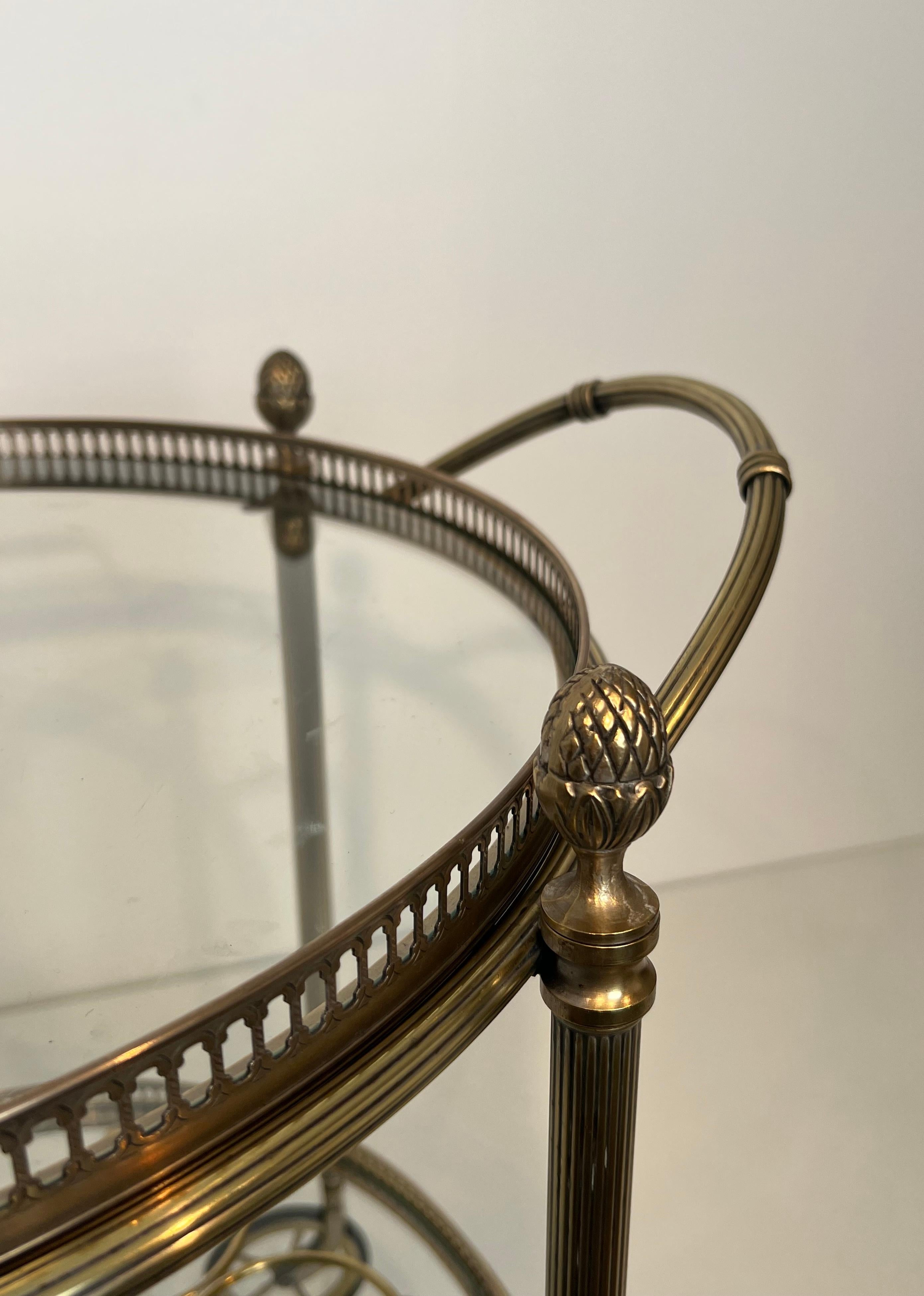 Round Silvered Brass Drinks Trolley by Maison Bagués 10