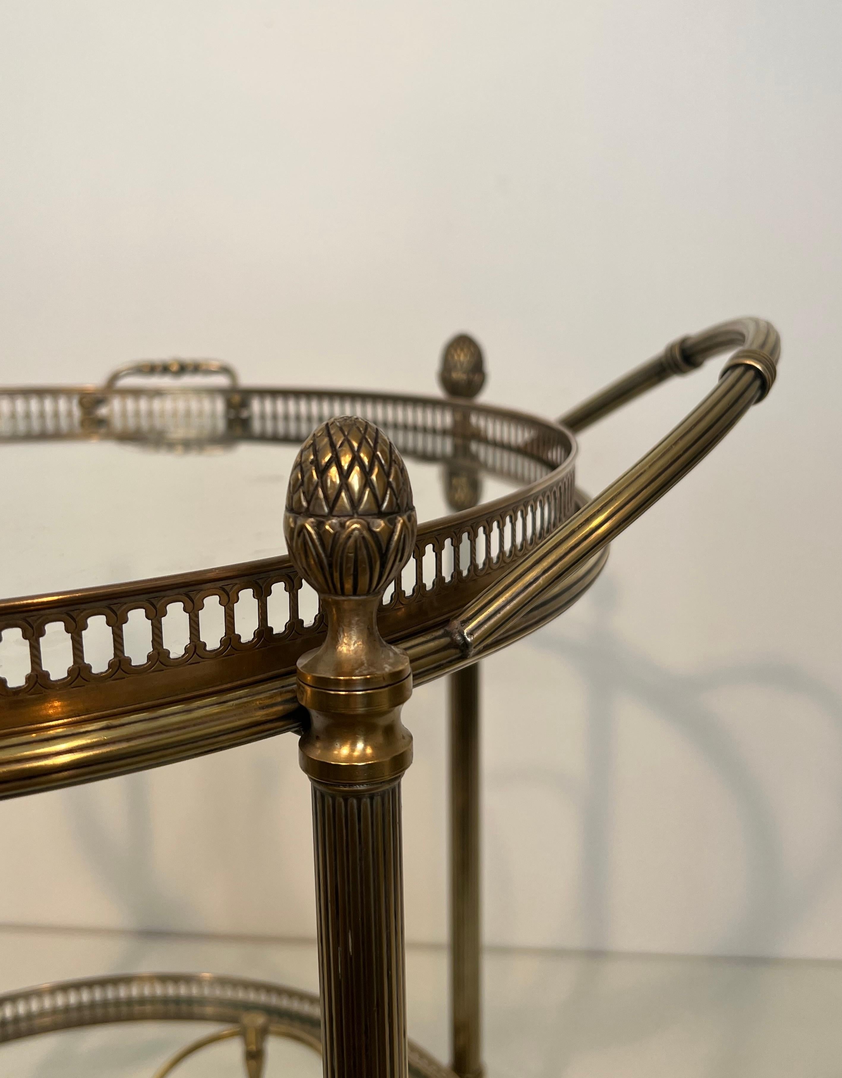 Round Silvered Brass Drinks Trolley by Maison Bagués 11