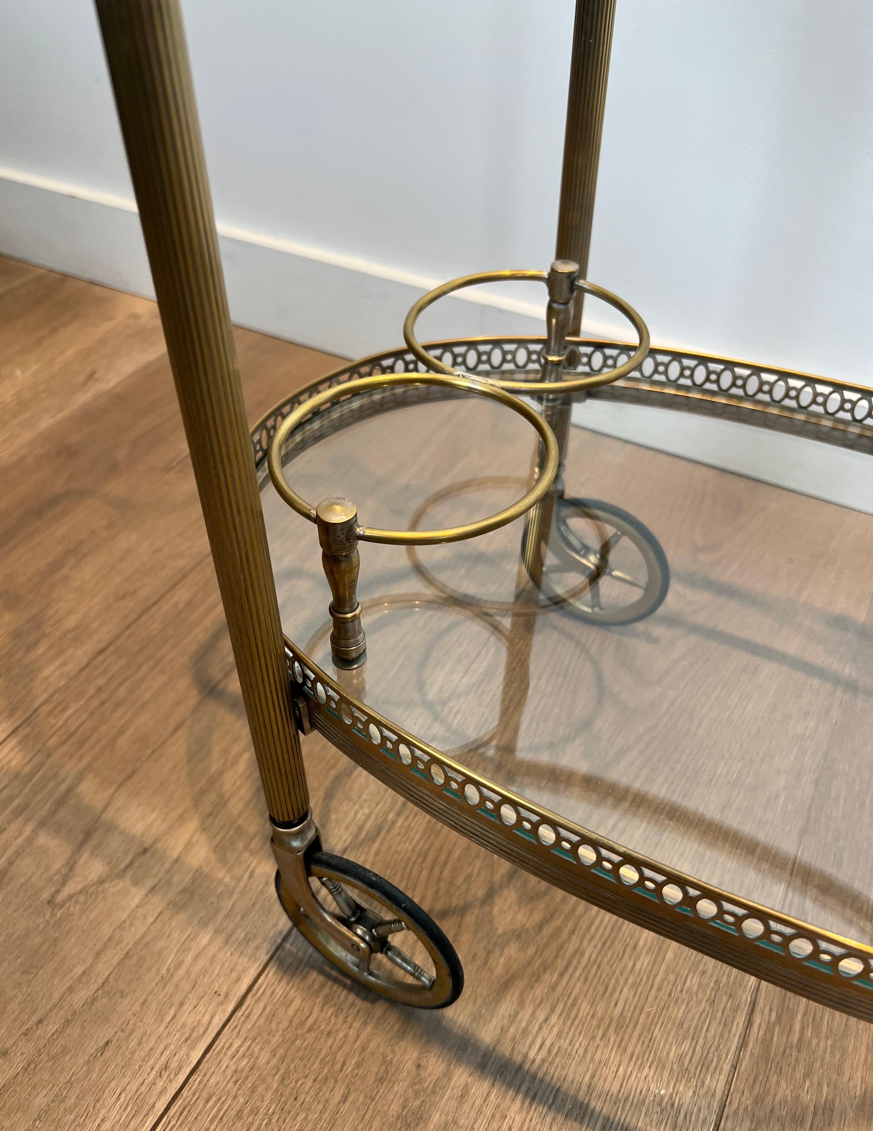 Round Silvered Brass Drinks Trolley by Maison Bagués For Sale 11