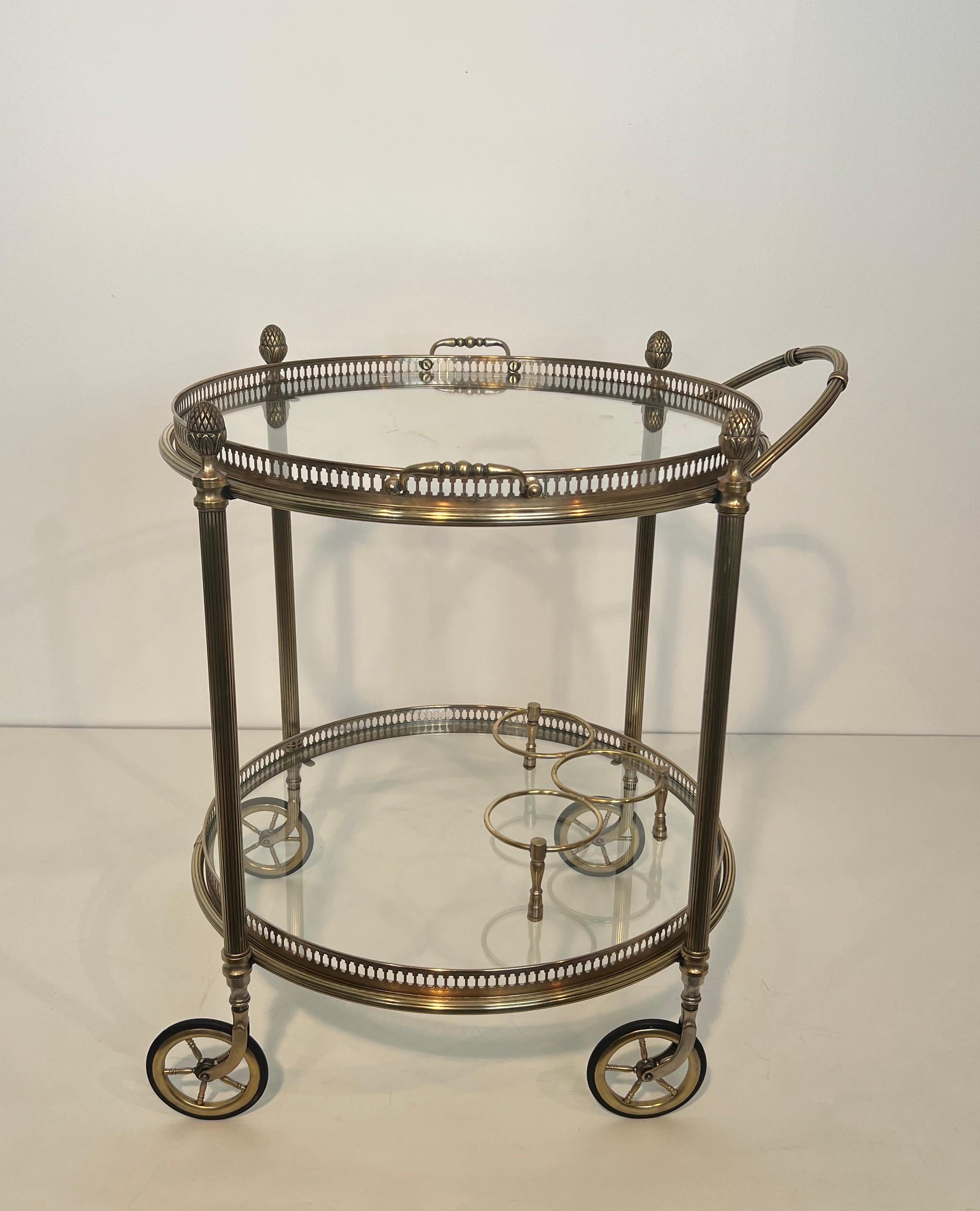 Round Silvered Brass Drinks Trolley by Maison Bagués 14