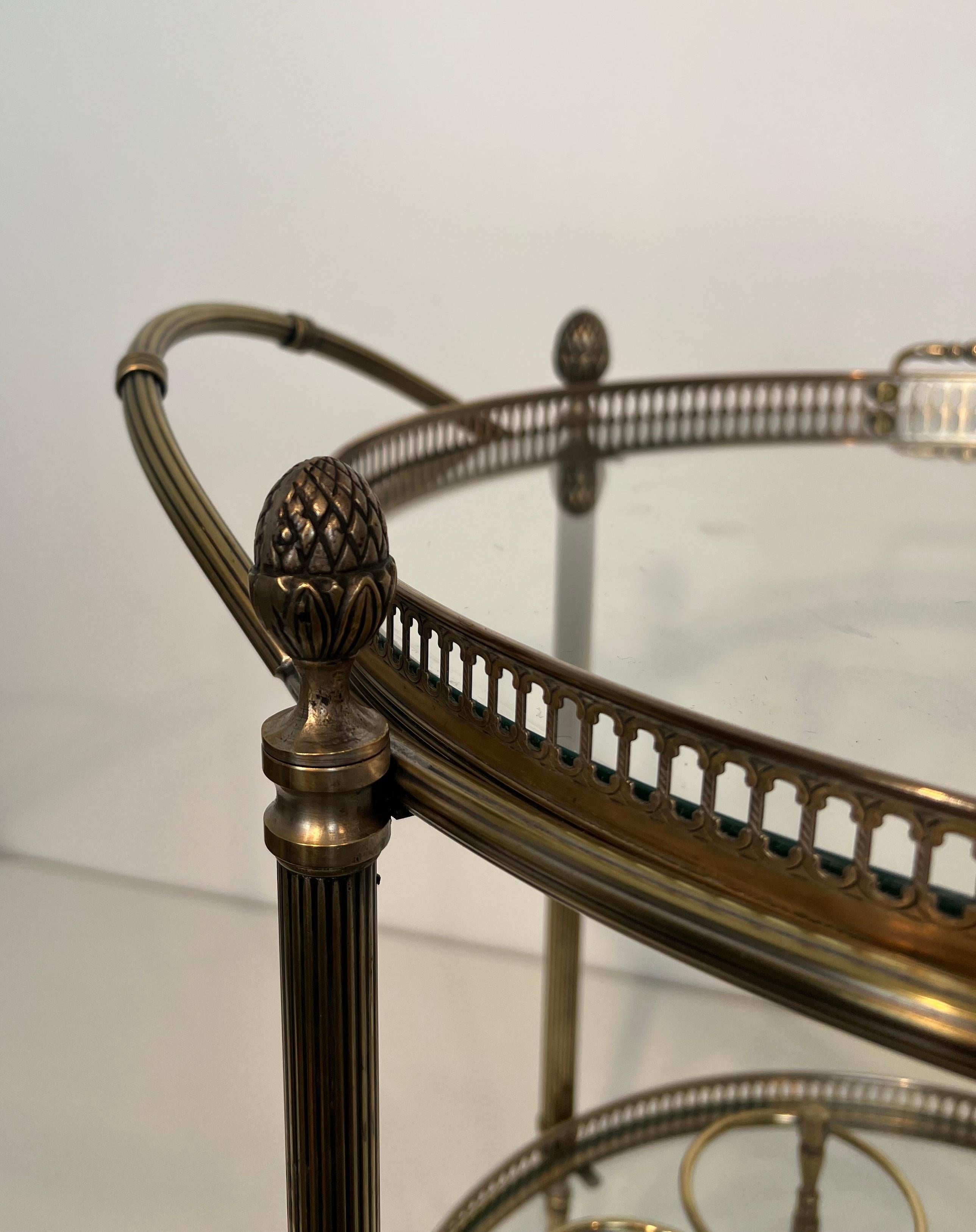 Mid-20th Century Round Silvered Brass Drinks Trolley by Maison Bagués