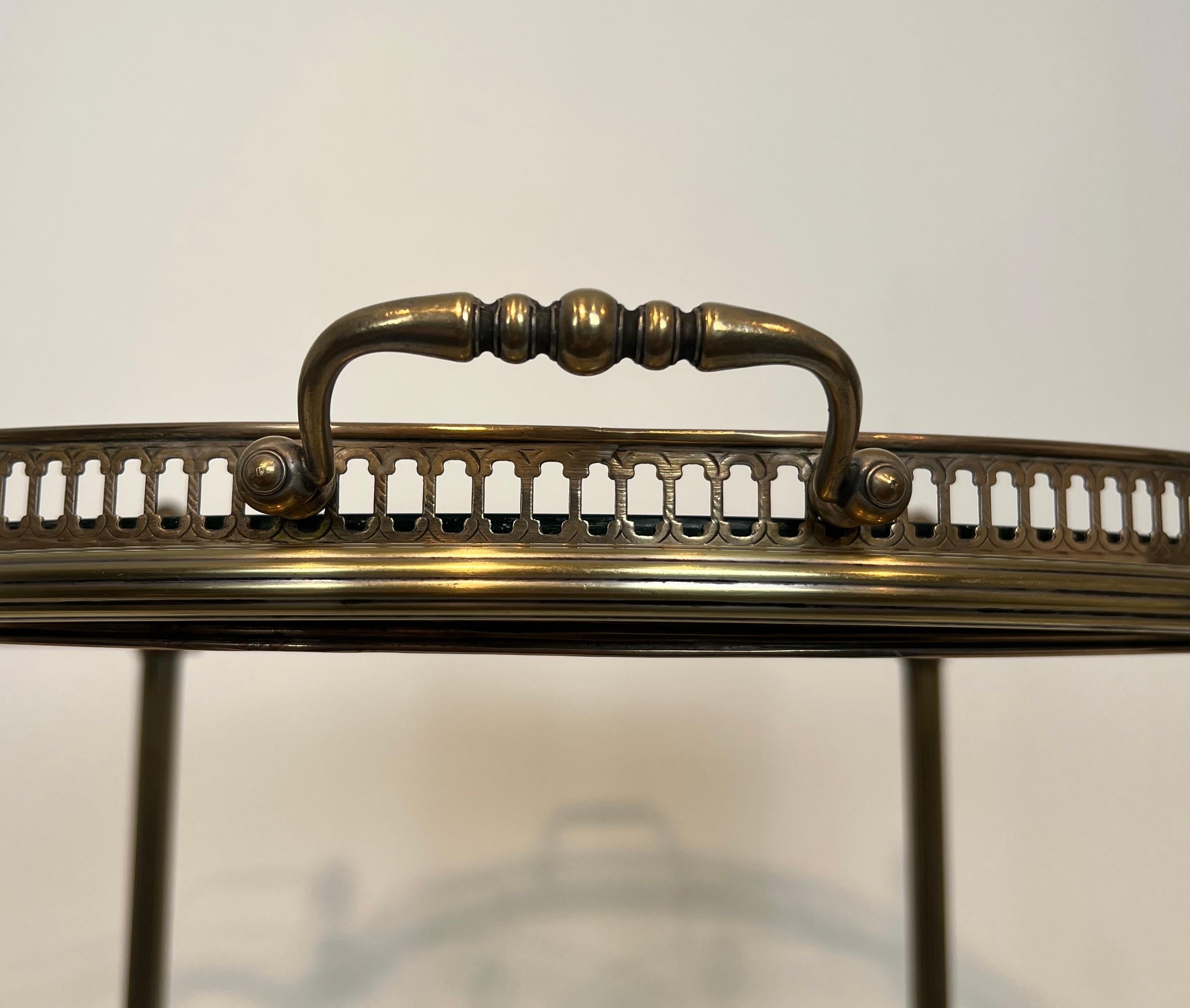 Round Silvered Brass Drinks Trolley by Maison Bagués 1