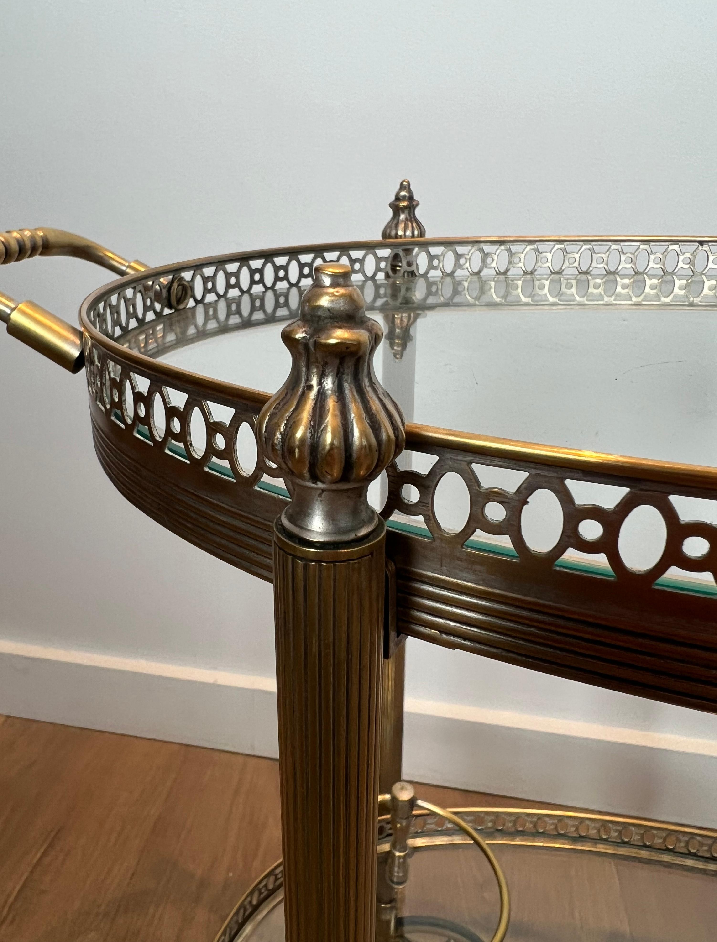 Round Silvered Brass Drinks Trolley by Maison Bagués For Sale 1