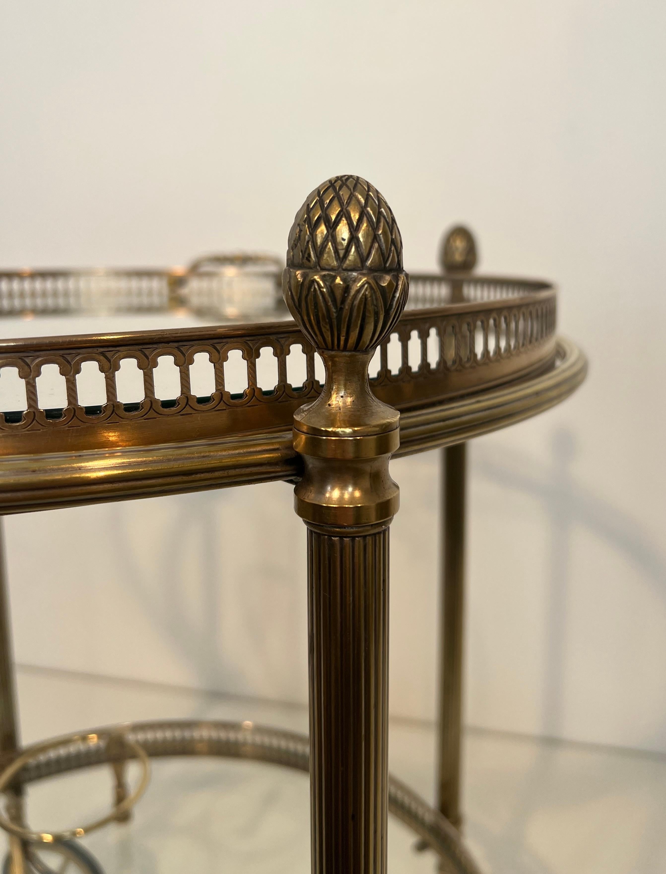 Round Silvered Brass Drinks Trolley by Maison Bagués 2