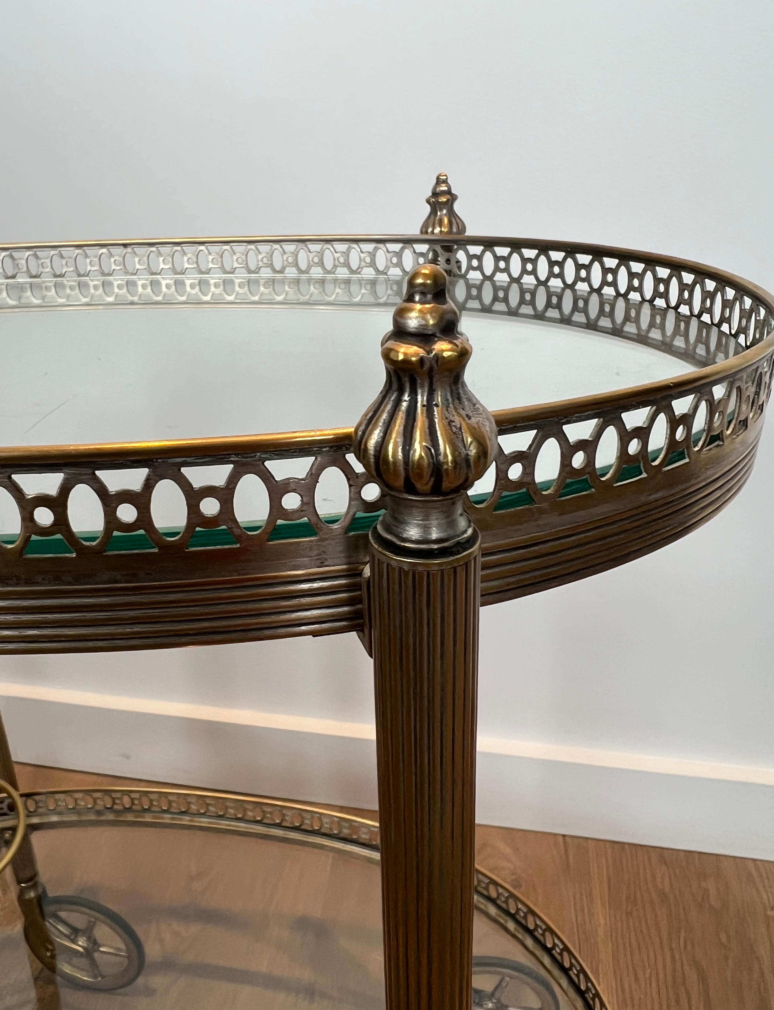 Round Silvered Brass Drinks Trolley by Maison Bagués For Sale 3