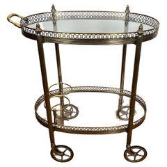 Round Silvered Brass Drinks Trolley by Maison Bagués