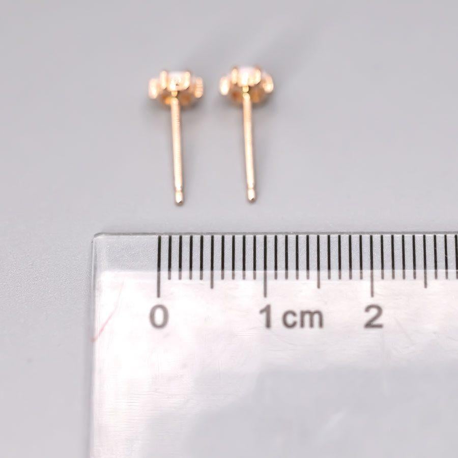 Round Cut Round Six Prong Australian Solid Opal Stud Earrings 14K Rose Gold For Sale