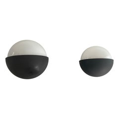 Runder kleiner und großer Satz schwarzer Metall-Leuchten von BEGA, 1970er, Deutschland