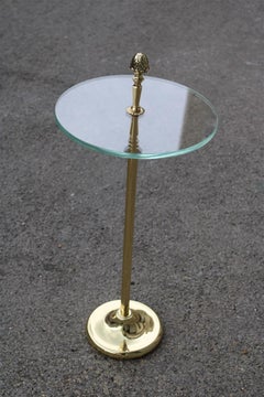 Round Small Italian Mid-Century Gueridon 1950 Brass Ang Glass