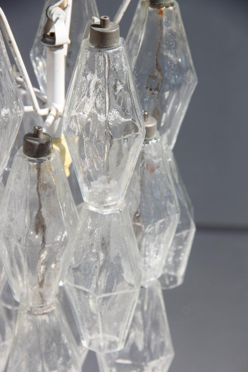 Metal Round Small Venini Poliedro Lantern Murano Glass Transparent 1960s Midcentury