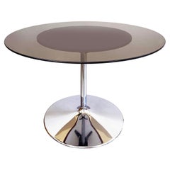 Used Round Smoked Glass & Chrome Tulip Dining Table, 1975, Germany