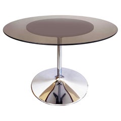 Round Smoked Glass & Chrome Tulip Dining Table, 1975, Germany