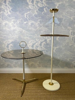 Round Smoked Glass Coffee Table with Brass Tripod Base, Germany 1960s