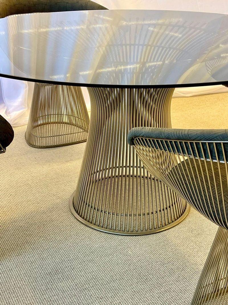 Late 20th Century Round Smoked Glass Mid-Century Modern Warren Platner for Knoll Dining Room Table