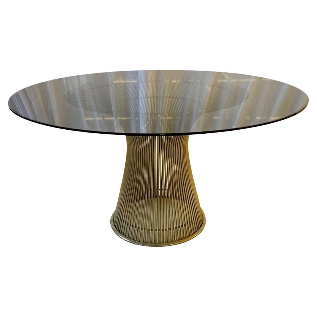 Round Smoked Glass Mid-Century Modern Warren Platner for Knoll Dining Room Table
