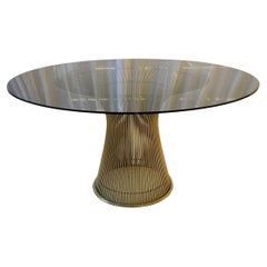 Vintage Round Smoked Glass Mid-Century Modern Warren Platner for Knoll Dining Room Table