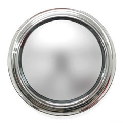 Round Smoked Mirror, Chromed Used, Italy, 1960s, Midcentury, Wall Mirror