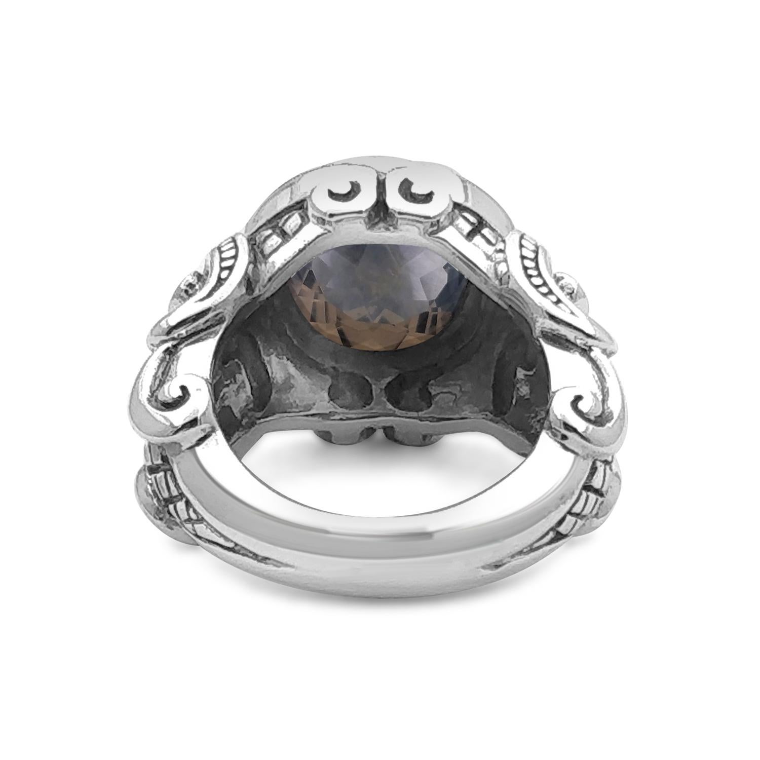 Artisan Round Smoky Quartz Gemstone Ring  For Sale