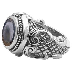 Round Smoky Quartz Gemstone Ring