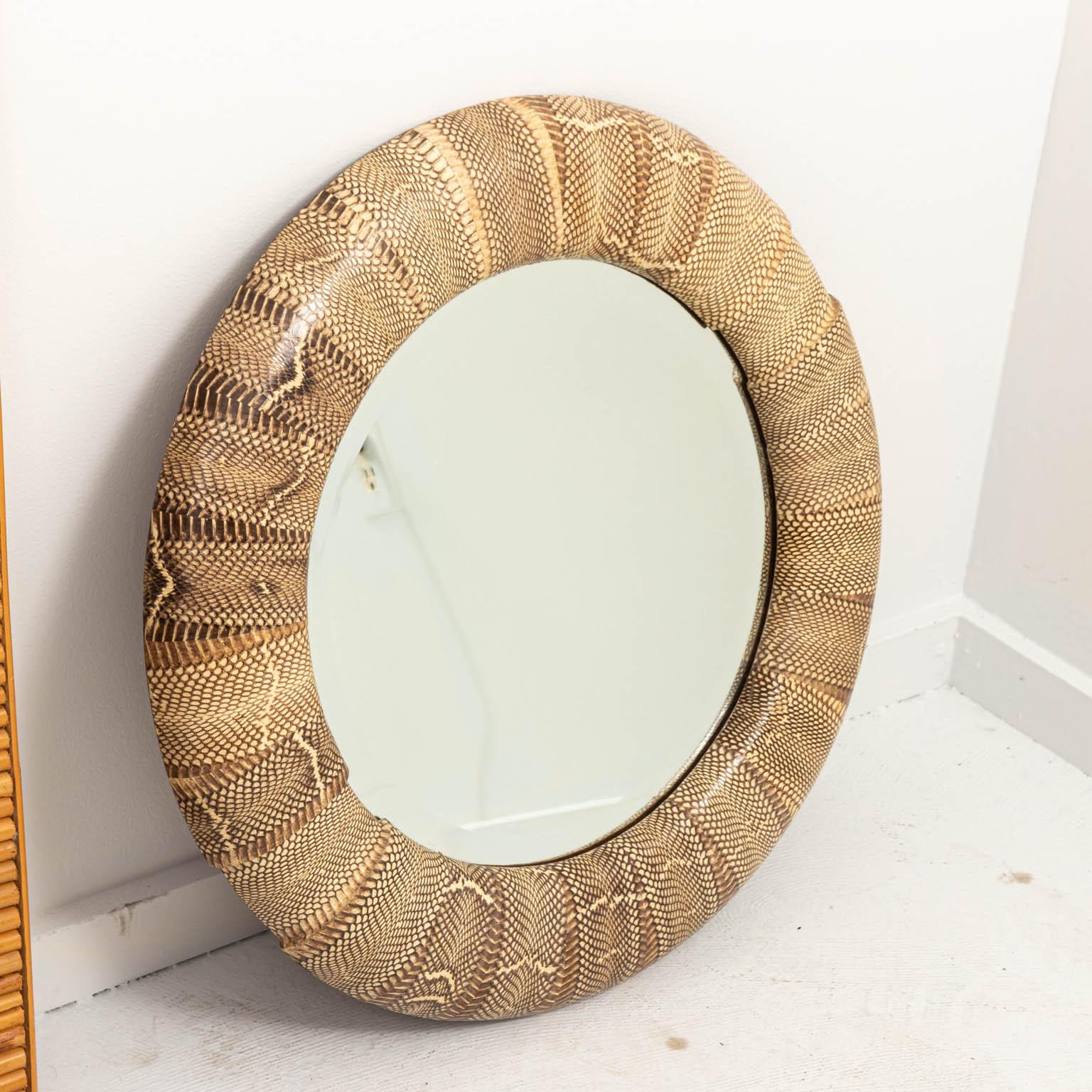 Round Snakeskin Wall Mirror by R and Y Augousti 1