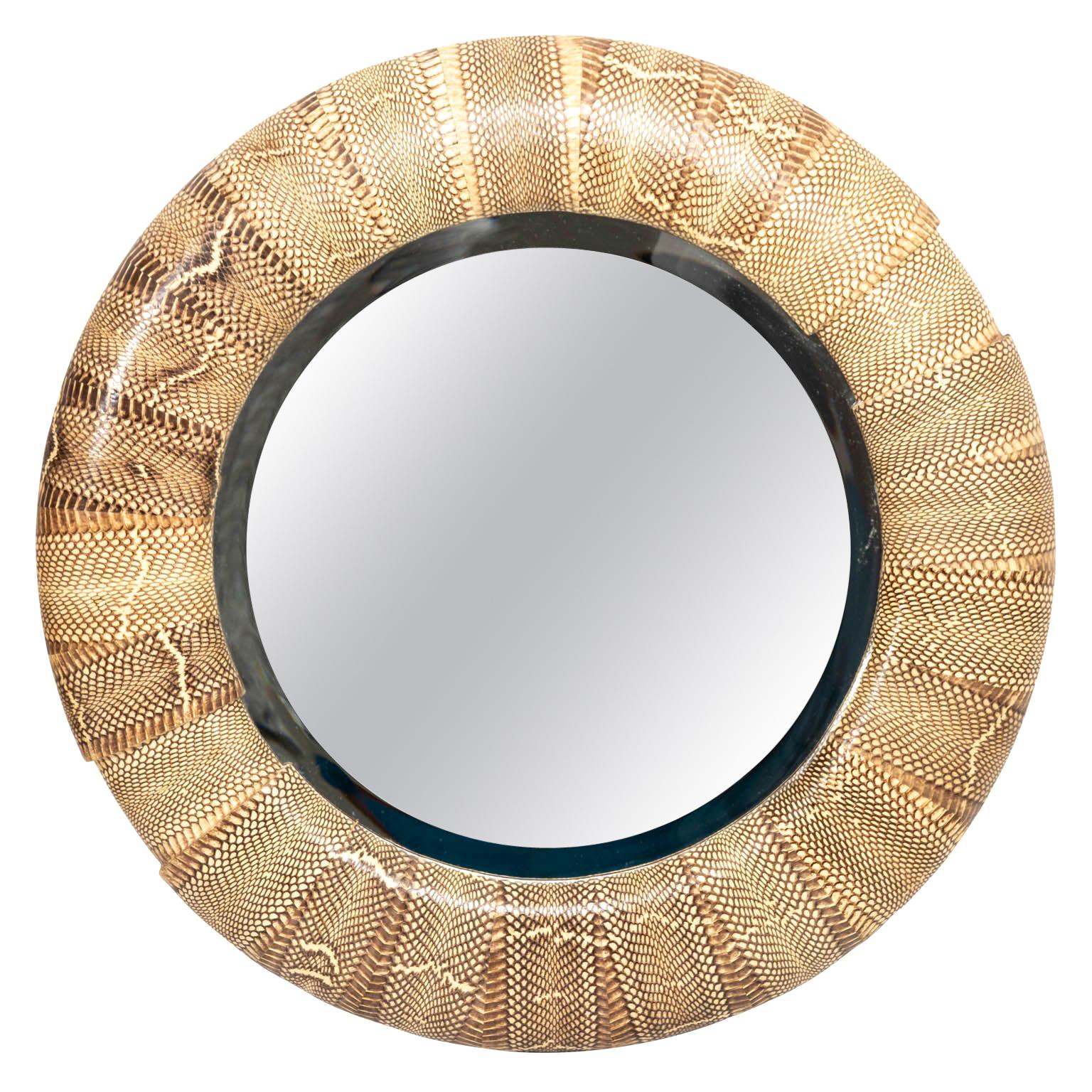 Round Snakeskin Wall Mirror by R and Y Augousti