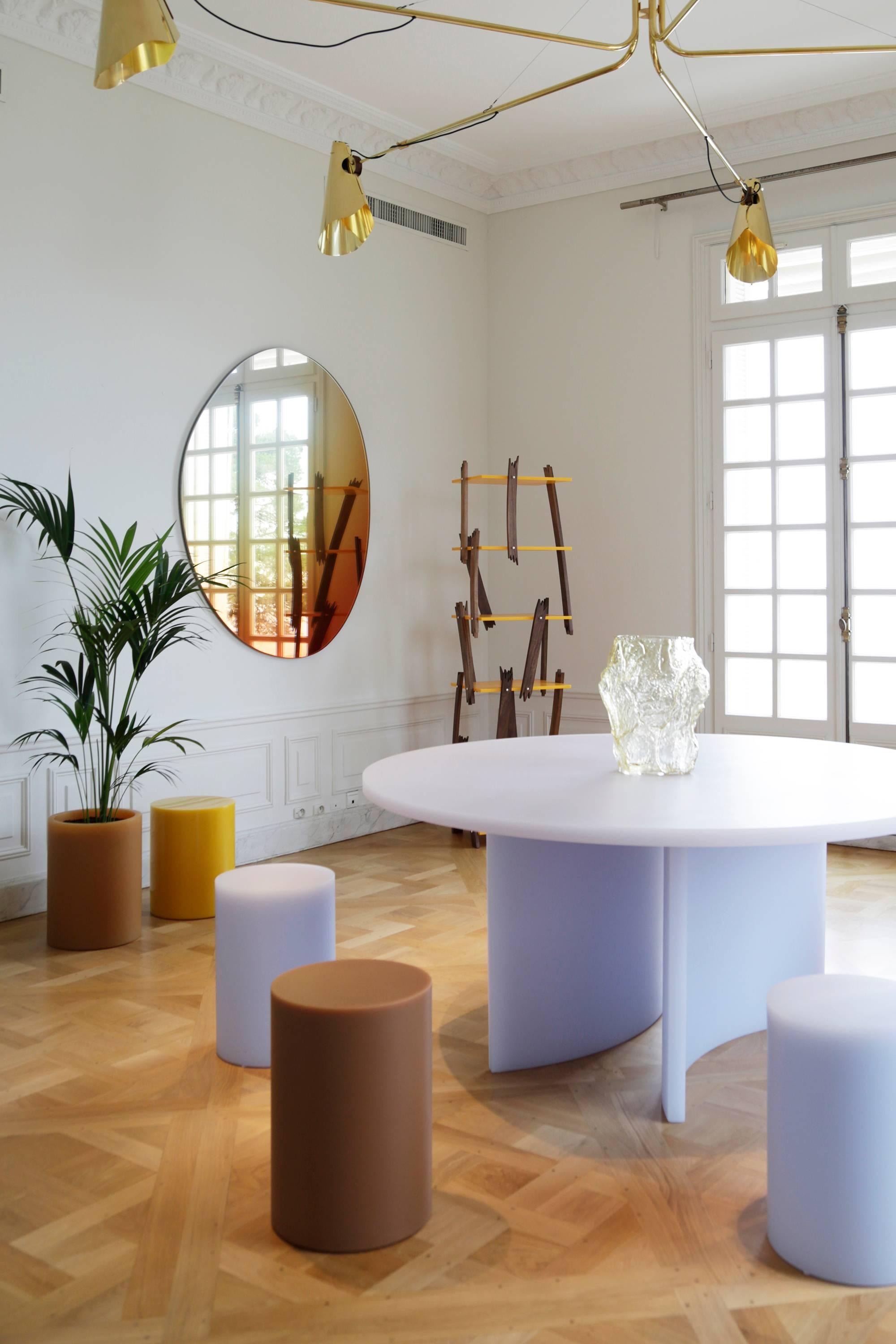 Modern Contemporary Round Dining Table by Sabine Marcelis, Ice Lavender Matte Resin