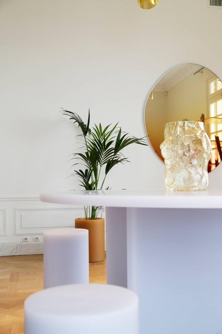 Contemporary Round Dining Table by Sabine Marcelis, Ice Lavender Matte ...