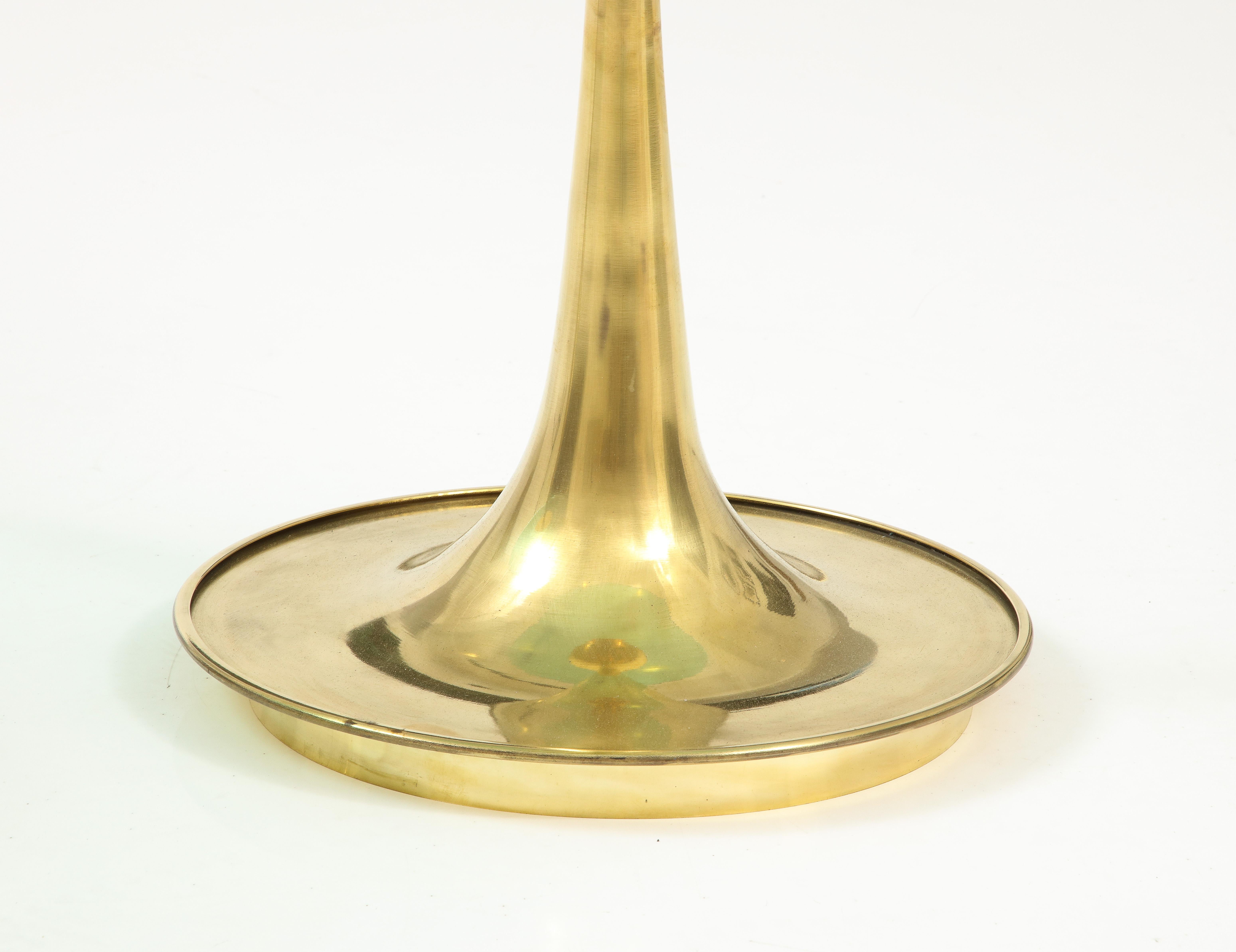 Round Soft Green Murano Glass and Brass Martini or Side Table, Italy, 20.75