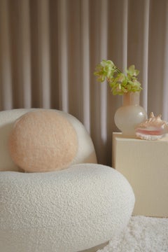 Round Soft Mohair Pillow in Beige 45 cm