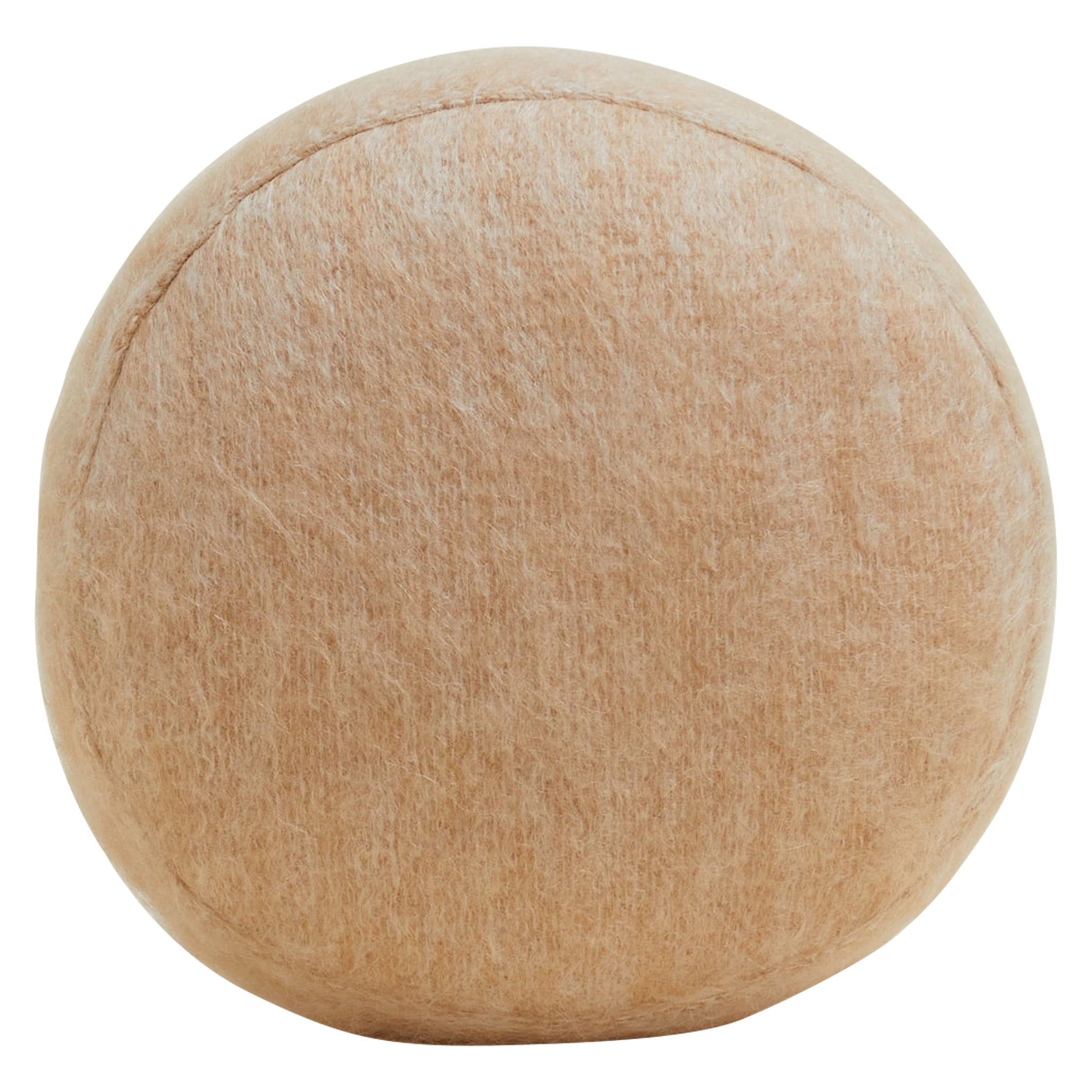 Round Soft Mohair Pillow in Beige 45 cm