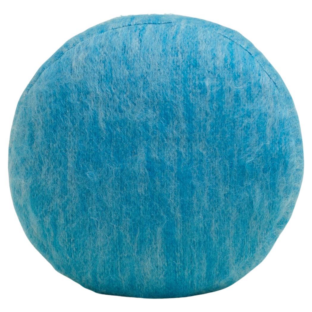 Cuscino rotondo in morbido mohair blu