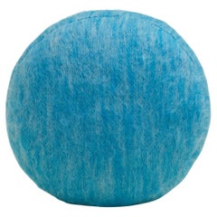 Cuscino rotondo in morbido mohair blu