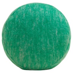 Rundes weiches Mohair-Kissen in Grün 45 cm