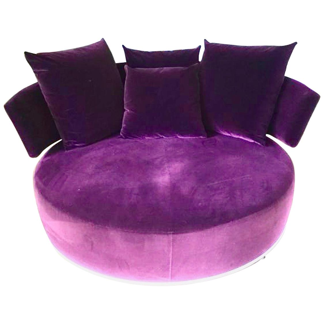 Round Soft Swivel Sofa, B&B Italia, Circular Amoenus Loveseat, Purple, Fuschia