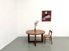 Round solid elm dining table from the 1950s-60s