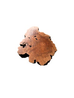 Round Solid Lychee Wood Sofa Table, Modern Organic, Stunning Wood Textures