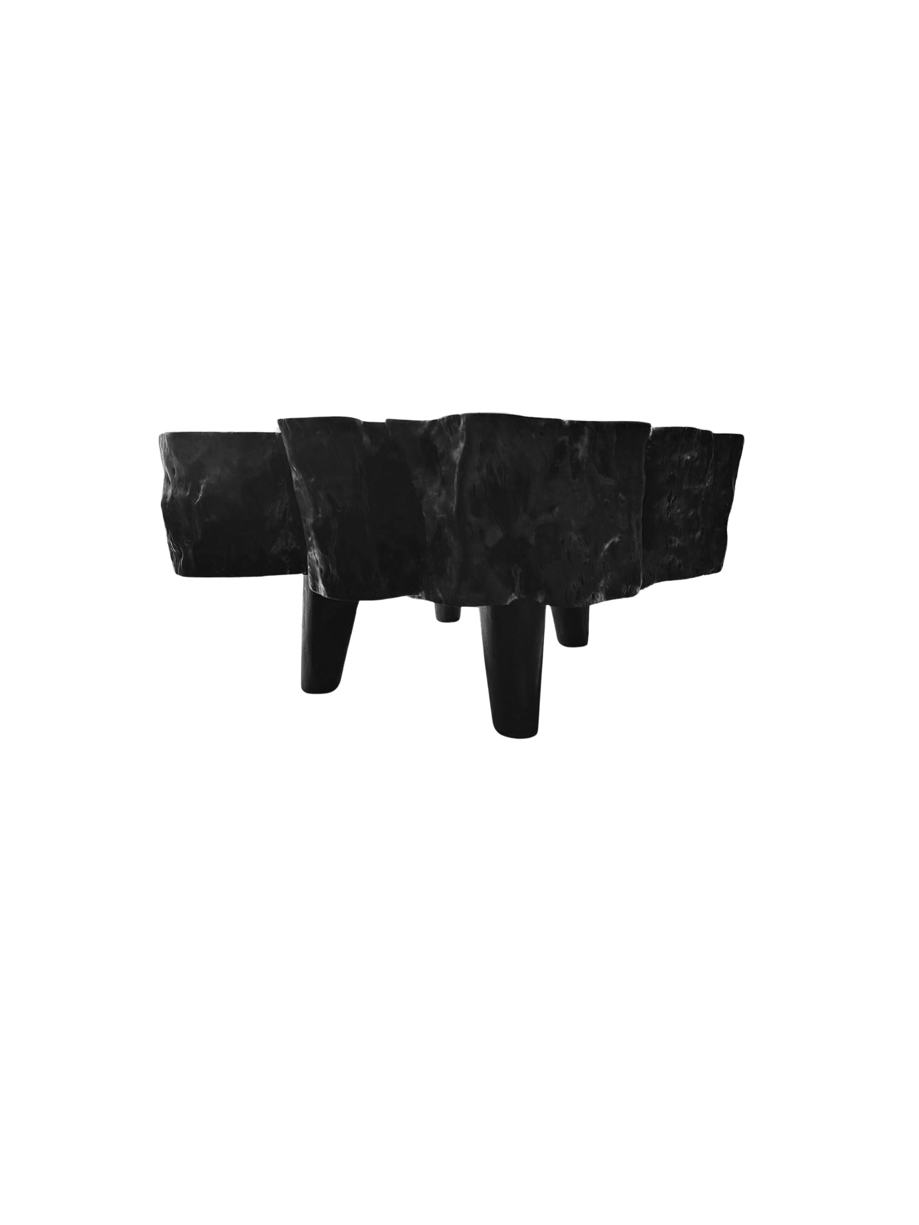 Organic Modern Round Solid Lychee Wood Sofa Table, Modern Organic, Stunning Wood Textures For Sale