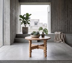 Round Solid Oak Coffee Table Attributed to Henning Kjærnulf, Denmark, 1960s