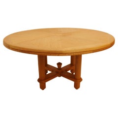 Round Solid Oak Expanding Dining Table by Guillerme & Chambron