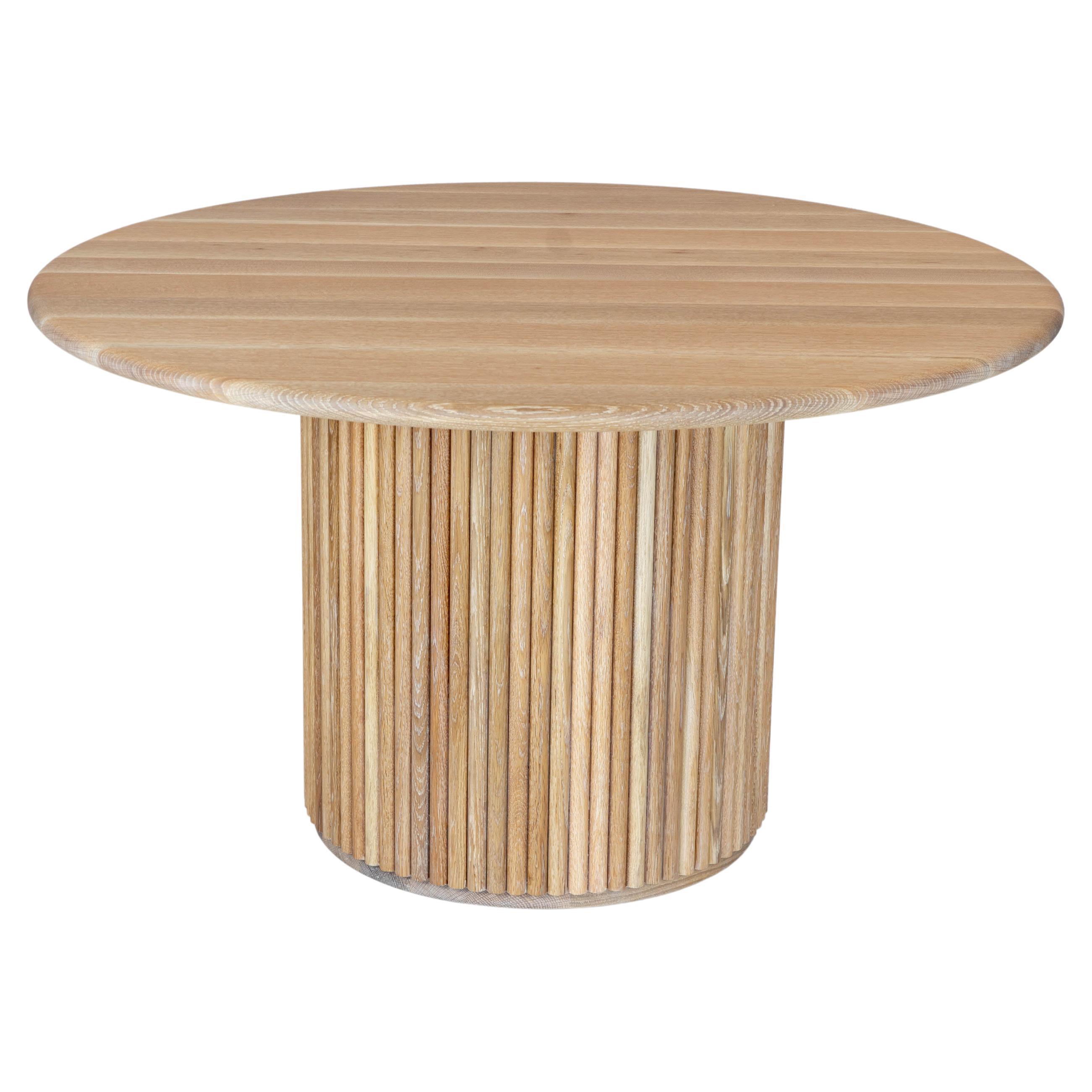 Round Solid Rift Cut White Oak Tambour Table For Sale