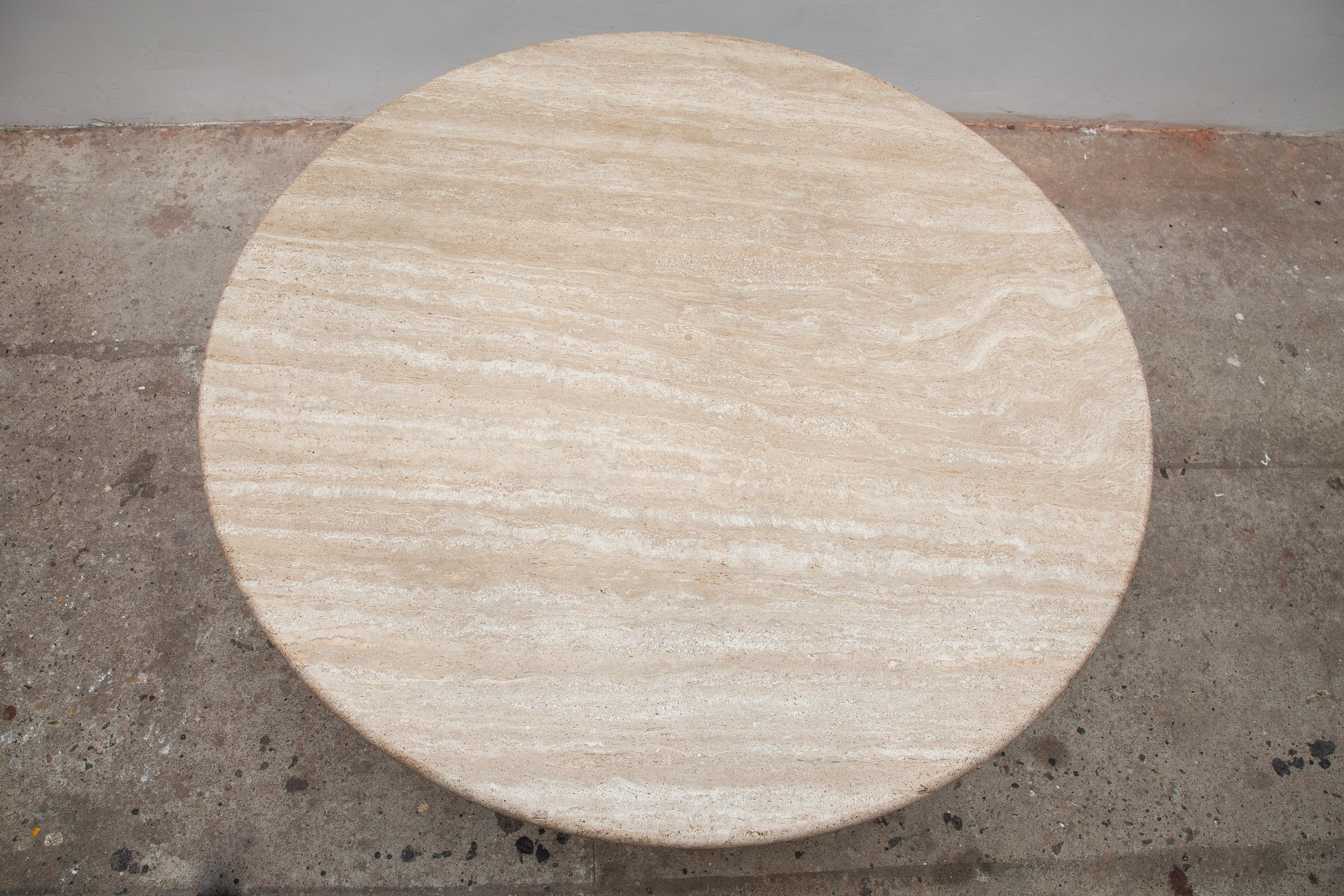 Mid-Century Modern Round Solid Travertine Pedestal Coffee Table by Peter Draenert, 1970s