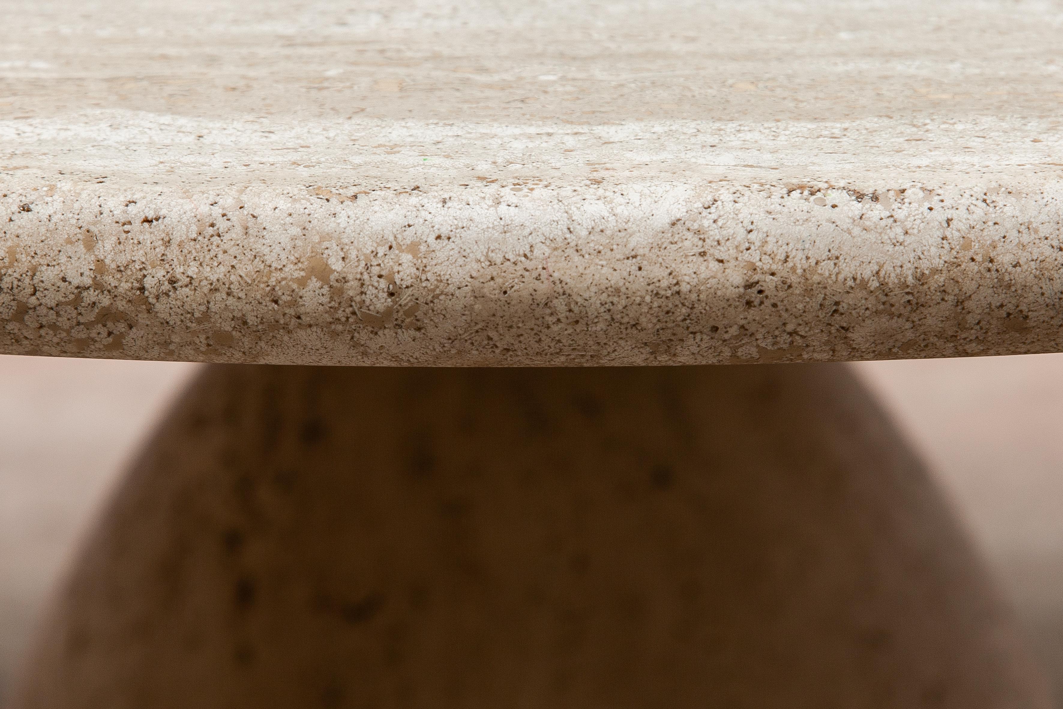 Round Solid Travertine Pedestal Coffee Table by Peter Draenert, 1970s In Good Condition In Antwerp, BE