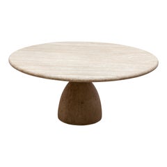 Round Solid Travertine Pedestal Coffee Table by Peter Draenert, 1970s