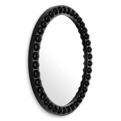 Round Solid Wood Mirror with Black Finish
